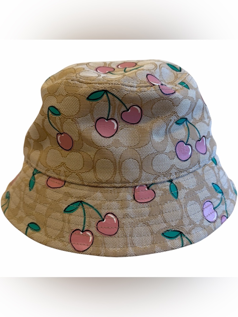 Coach Tan/Pink Cherry Bucket Hat NWT - Picture 2 of 6